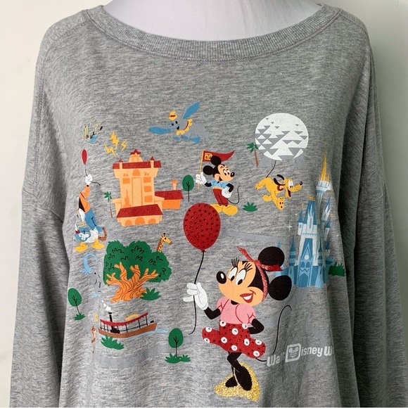 Disney Parks Women's Grey Park Life Long Sleeve T Shirt Size Medium - Picture 2 of 11